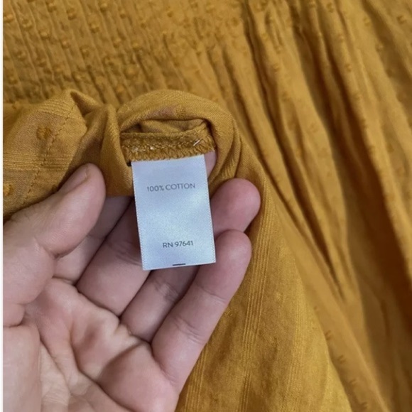 J JIll Shirt Top Tunic Mustard Yellow Boho Peasant Size L - Picture 5 of 9